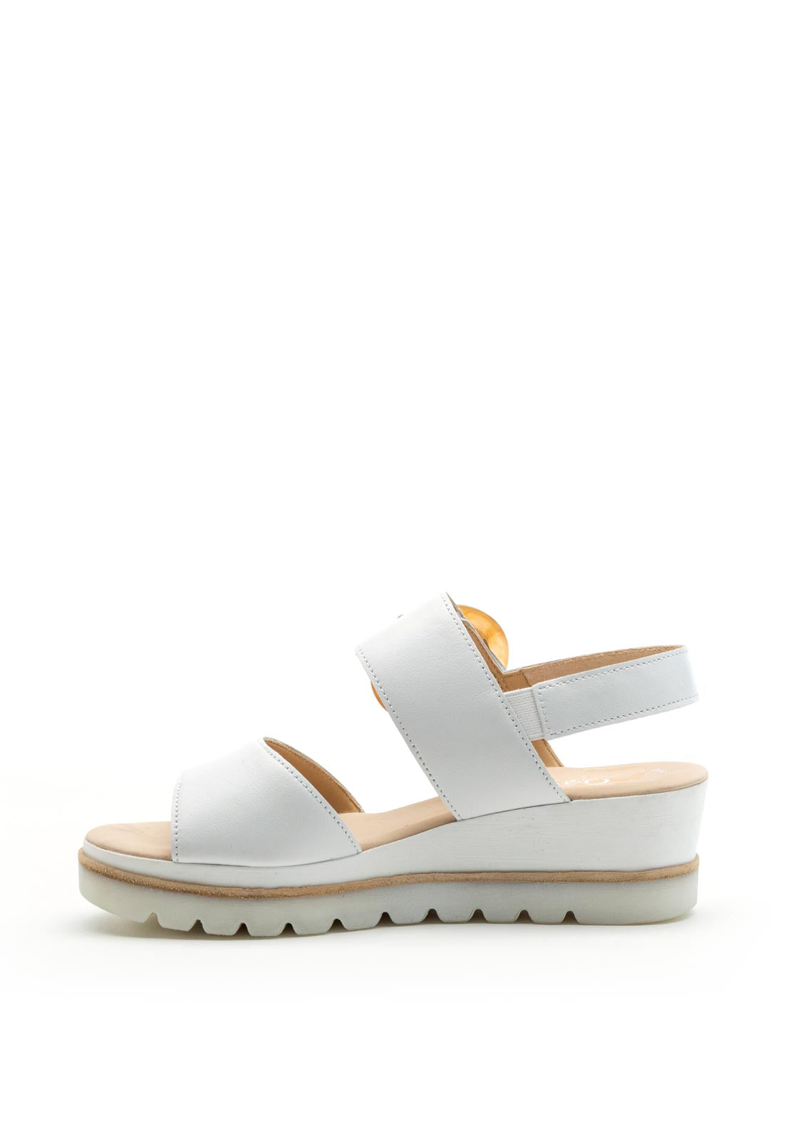 Gabor Leather Low Wedge Buckle Detail Sandal, White