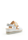 Gabor Leather Low Wedge Buckle Detail Sandal, White