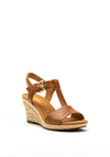 Gabor Leather Buckle Strap Wedge Sandals, Tan