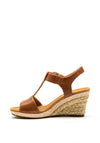 Gabor Leather Buckle Strap Wedge Sandals, Tan