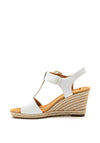 Gabor Leather Buckle Strap Wedge Sandals, White