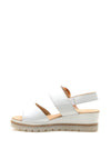 Gabor Leather Buckled Wedge Sandals, White