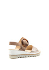 Gabor Leather Buckled Wedge Sandals, Taupe