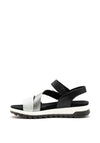 Gabor Leather Metallic Velcro Strap Sandals, Silver