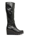 Gabor Leather Wedged Long Boots, Black