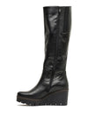 Gabor Leather Wedged Long Boots, Black