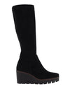 Gabor Suede Long Wedged Sole Boots, Black