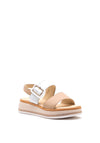 Gabor Leather Buckle Platform Sandals, Nude