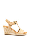 Gabor Leather Buckle Strap Wedge Sandals, Nude