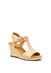 Gabor Leather Buckle Strap Wedge Sandals, Nude
