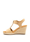 Gabor Leather Buckle Strap Wedge Sandals, Nude