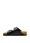 Gabor Leather Buckle Slip on Sandals, Black