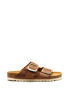 Gabor Leather Buckle Slip on Sandals, Tan