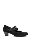 Gabor Suede Leather H Fit Block Heeled Comfort Shoes, Black