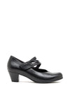Gabor Leather H Fit Block Heeled Comfort Shoes, Black