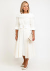 Gabriela Sanchez Floral Embossed Full Skirt Midi Dress, Gold & Ivory