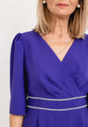 Gabriela Sanchez Diamante Trim Adjustable Bow Midi Dress, Purple