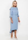 Gabriela Sanchez Detailed Fishtail Midi Dress, Dusty Blue