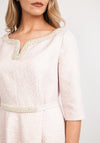 Gabriela Sanchez Pearl & Diamante Neckline Jacquard Midi Dress, Rose