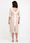 Gabriela Sanchez Diamante Trim Shawl Collar Dress, Beige & White