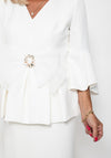 Gabriela Sanchez Peplum Bow Midi Dress, White