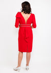 Gabriela Sanchez Diamante Trim Adjustable Bow Midi Dress, Red