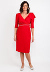 Gabriela Sanchez Diamante Trim Adjustable Bow Midi Dress, Red