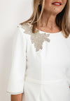 Gabriela Sanchez Floral Applique Shoulder Dress, Ivory