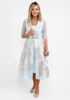 Gabriela Sanchez Floral Foil Detail A-Line Dress, Light Blue