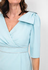 Giorgia Jo Diamante Trim Adjustable Bow Midi Dress, Duck Egg