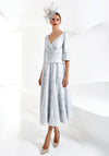 Gabriela Sanchez Shimmer Floral Print A-Line Midi Dress, Silver