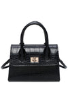 Zen Collection Crocodile Print Mini-Handbag, Black