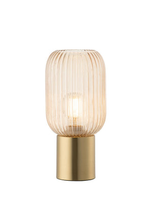 Galway Crystal Fluted Glass Table Lamp, Amber