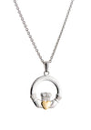 Galway Crystal Claddagh Pendant Sterling Silver & Gold
