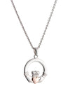 Galway Crystal Claddagh Pendant Sterling Silver & Rose Gold