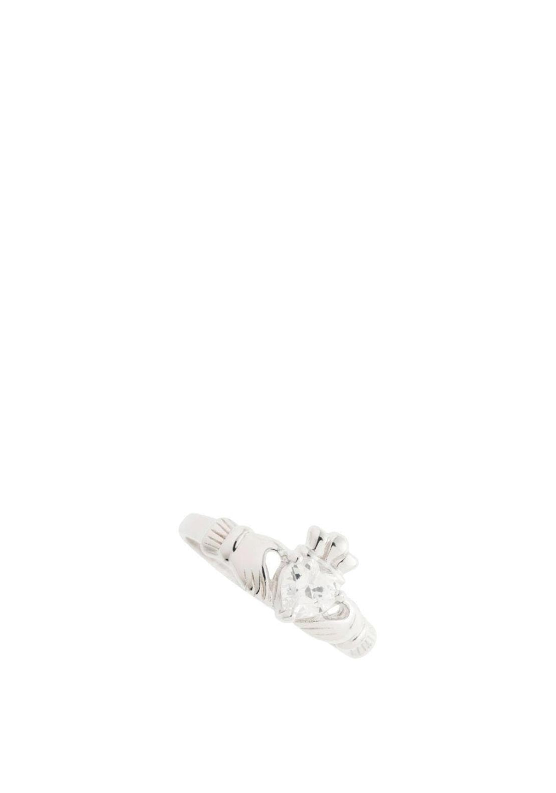 Galway Crystal Claddagh Sterling Silver Crystal Ring, Size L