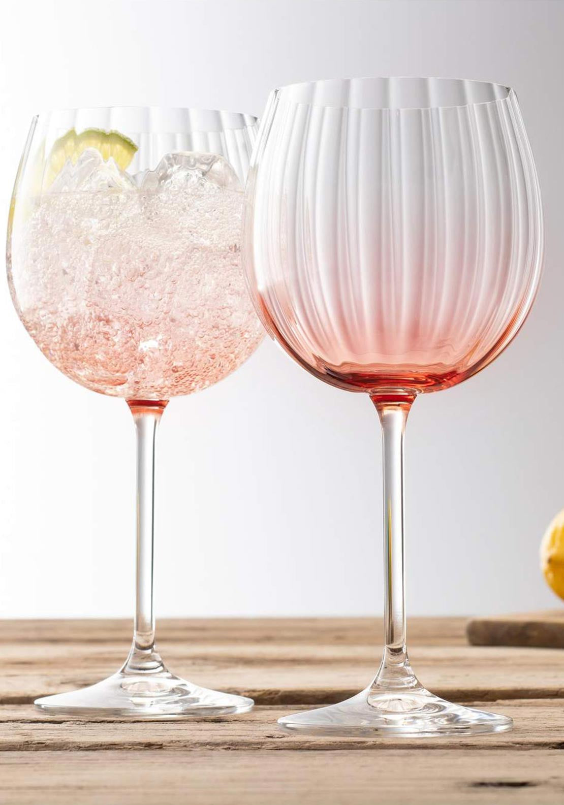 Galway Crystal Erne Gin & Tonic Glasses Pair, Blush