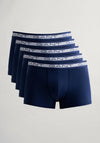Gant 5 Pack Cotton Stretch Trunks, Navy
