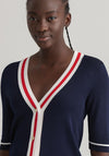 GANT Womens Contrast Trim Short Knit Cardigan, Navy