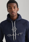 Gant Lock Up Drawstring Hoodie, Evening Blue