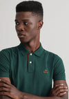 Gant Contrast Collar Pique Polo Shirt, Tartan Green