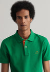 Gant Contrast Collar Pique Polo Shirt, Lavish Green