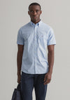 Gant Regular Fit Gingham Short Sleeve Shirt, Capri Blue