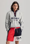 Gant D1 Retro logo Half Zip Sweatshirt, Light Grey Melange