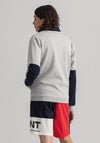 Gant D1 Retro logo Half Zip Sweatshirt, Light Grey Melange