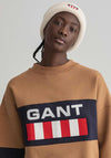GANT Womens Block Print Crew Neck Sweater, Roasted Walnut