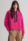 GANT Womens Retro Embroidered Logo Hoodie, Peacock Pink
