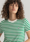 GANT Womens Iconic Striped T-Shirt, Green & White