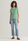 GANT Womens Iconic Striped T-Shirt, Green & White