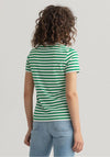 GANT Womens Iconic Striped T-Shirt, Green & White